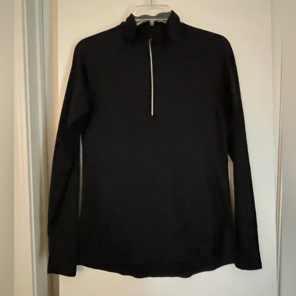 Danskin Black Sport Breathable Activewear Long Sleeve 1/4 Zip Shirt Top